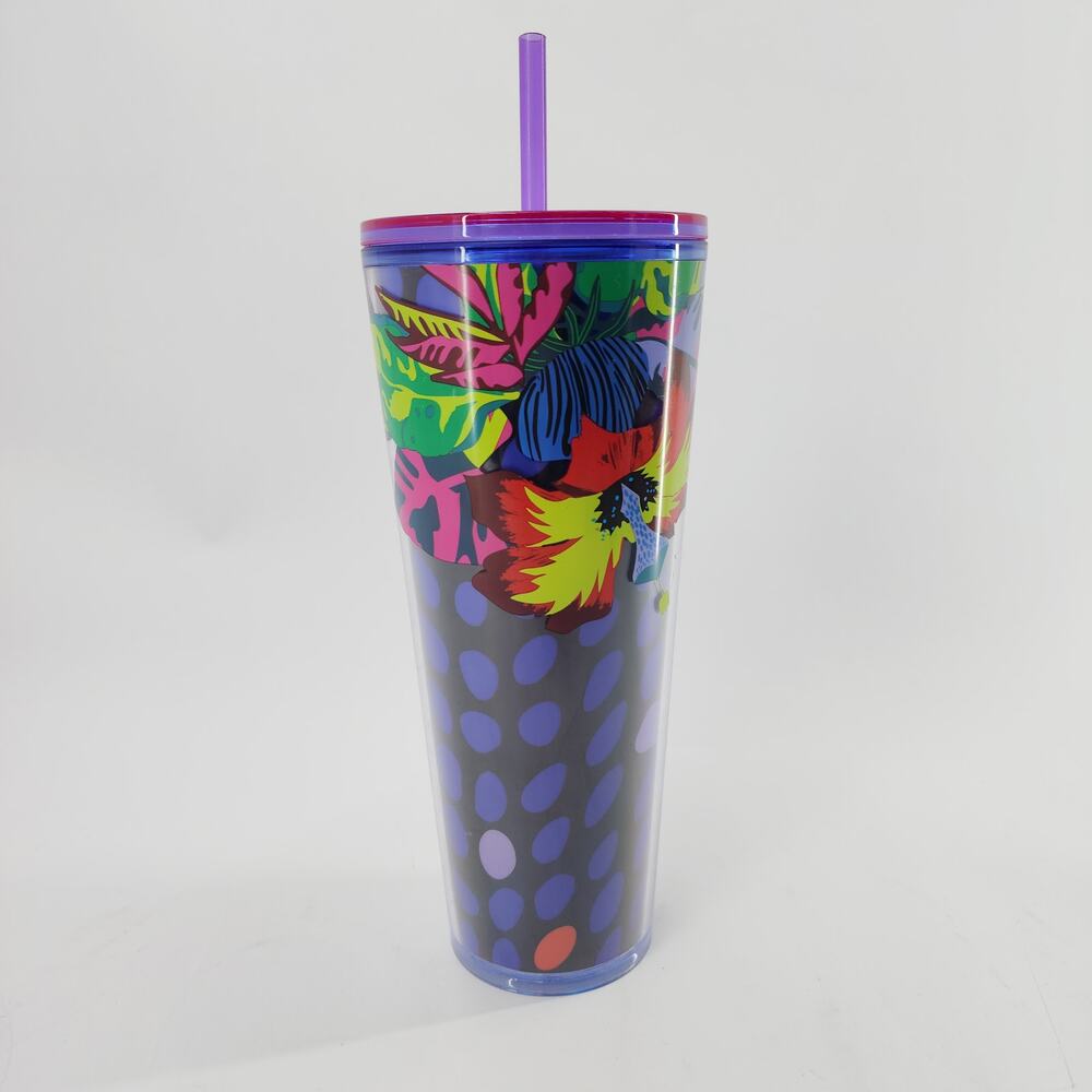 Starbucks Neon Pop Art Floral Cold Cup Tumbler 24oz